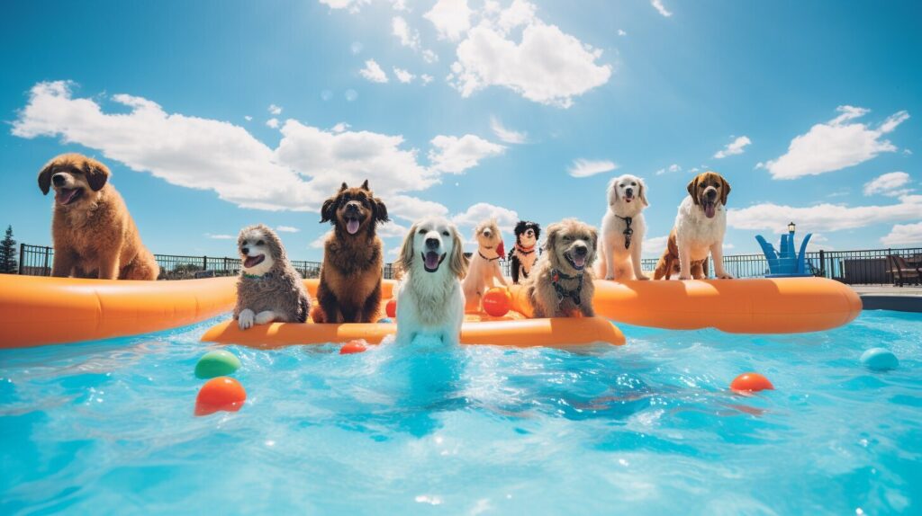 dogs in the pool